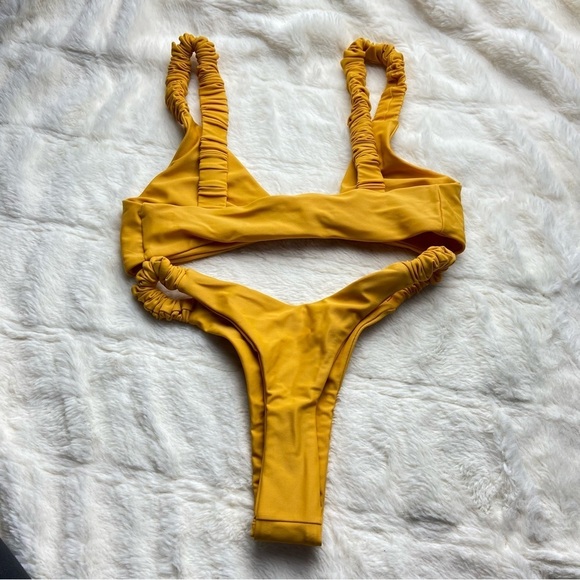 NWOT SET Ayra Swim Mimosa center knit ruched strap bikini 12265 - Picture 8 of 10